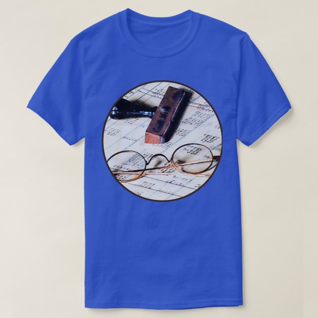 Ledger With Eyeglasses and Rubber Stamp T-Shirt (Design Front)