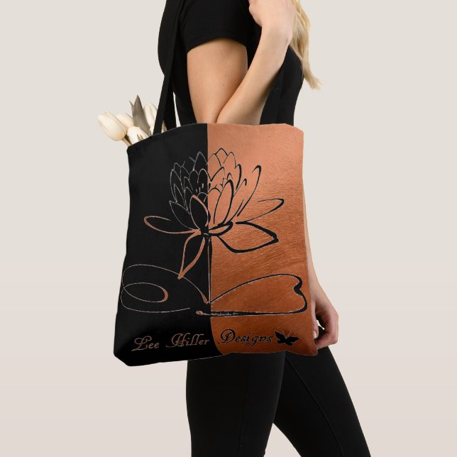 Lee Hiller Designs Accents Black Copper Tote Bag (Close Up)