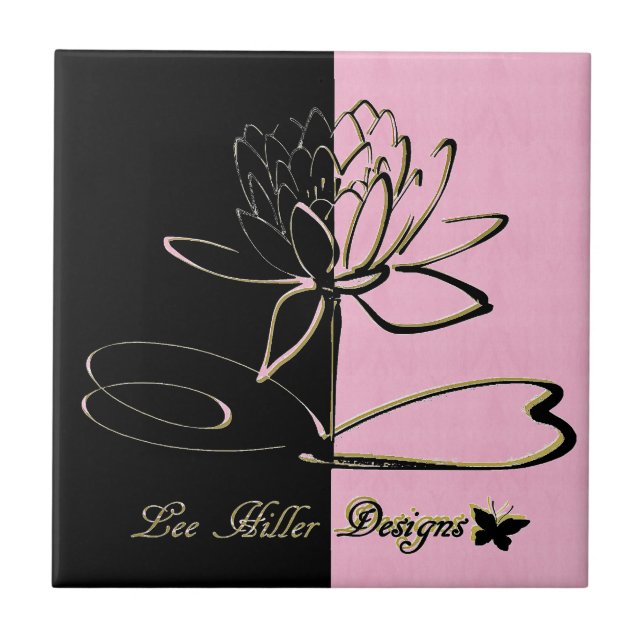 Lee Hiller Designs Accents Black Pink Gold Tile (Front)