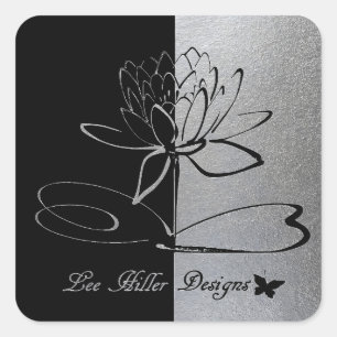 Lee Hiller Designs Logo Accents Black & Stainless Square Sticker