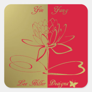 Lee Hiller Designs Logo Accents Gold Red Square Sticker