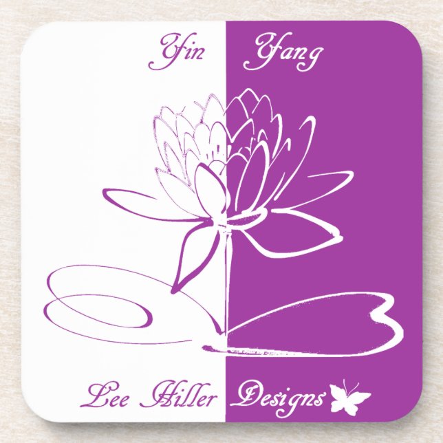 Lee Hiller Designs Logo Accents White Violet Coaster (Front)
