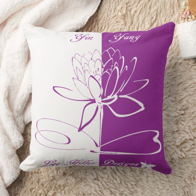 Lee Hiller Designs Logo Accents White Violet Cushion (Blanket)