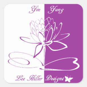 Lee Hiller Designs Logo Accents White Violet Square Sticker