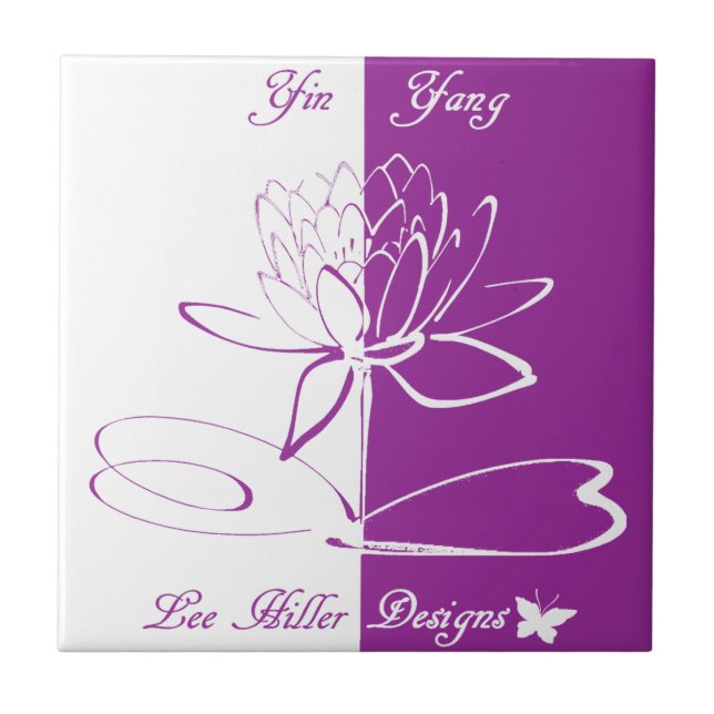 Lee Hiller Designs Logo Accents White Violet Tile (Front)