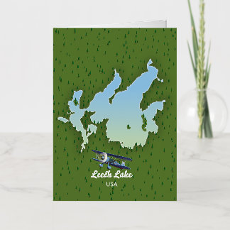 Leech lake Travel map Foil Greeting Card