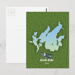 Leech lake Travel map Postcard