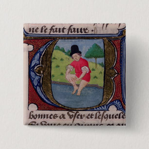 Leeching, from 'Traite de Medecine' 15 Cm Square Badge