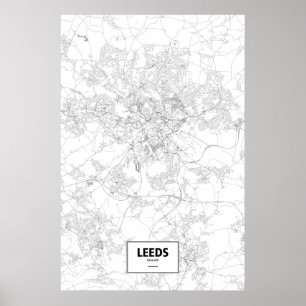 Leeds, England (black on white) Poster