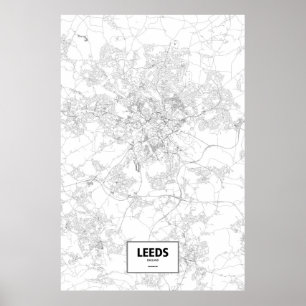 Leeds, England (black on white) Poster