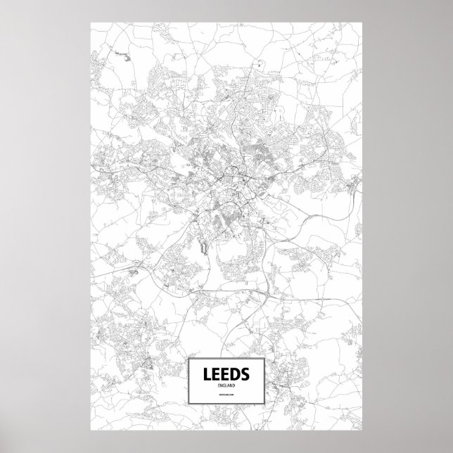 Leeds, England (black on white) Poster (Front)