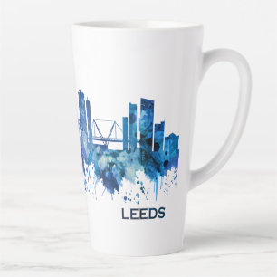 Leeds England Skyline Blue Latte Mug
