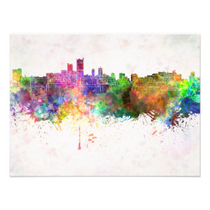 Leeds skyline in watercolor background photo print