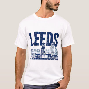 Leeds Town Hall Skyline Typography In England T-Shirt