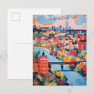 Leeds Travel City Painting Aesthetic Postcard