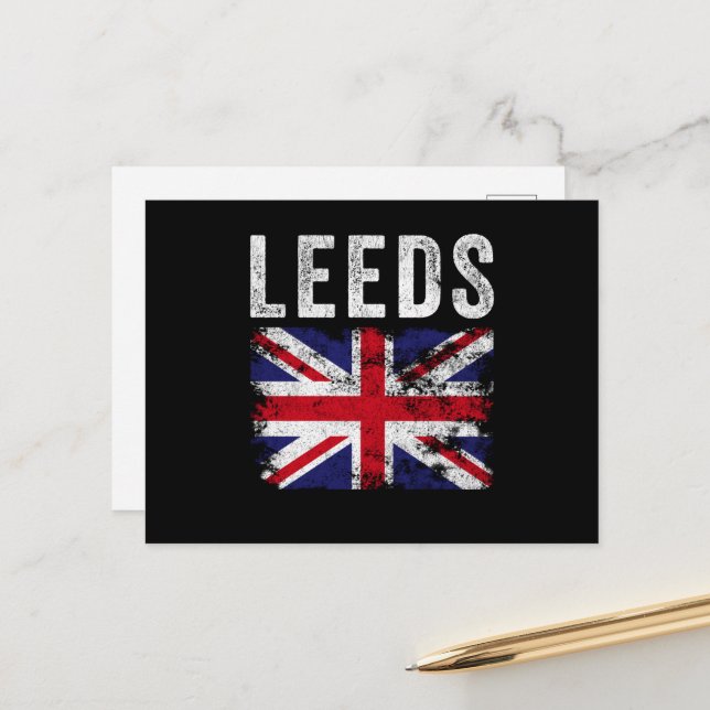 Leeds UK Flag England Souvenir Postcard (Front/Back In Situ)