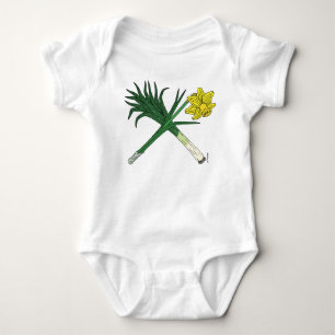Leek and Daffodil Crossed Baby Bodysuit