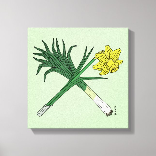 Leek and Daffodil Crossed Canvas Print (Front)
