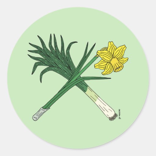 Image of Leek and Daffodil Crossed Classic Round Sticker