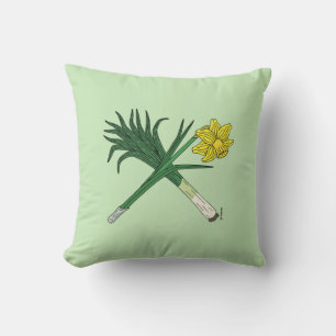 Leek and Daffodil Crossed Cushion