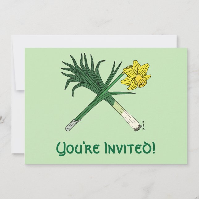 Leek and Daffodil Crossed Invitation (Front)