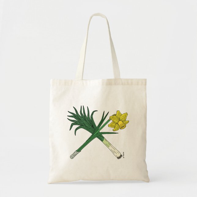 Leek and Daffodil Crossed Tote Bag (Front)