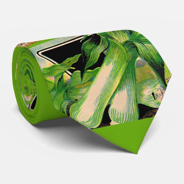 leeks print tie (Rolled)