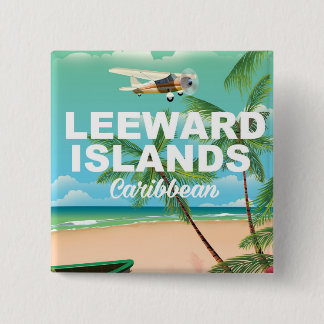 Leeward Islands retro travel poster 15 Cm Square Badge