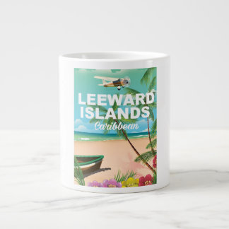 Leeward Islands retro travel poster Large Coffee Mug