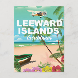 Leeward Islands retro travel poster Postcard