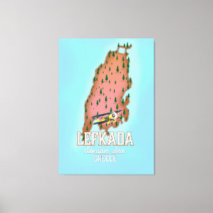 Lefkada Greece travel poster. Canvas Print
