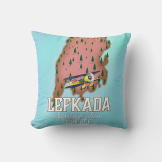 Lefkada Greece travel poster. Cushion