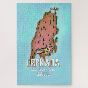 Lefkada Greece travel poster. Jigsaw Puzzle