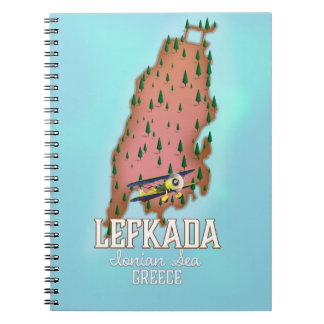 Lefkada Greece travel poster. Notebook