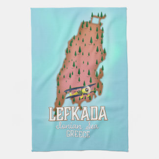 Lefkada Greece travel poster. Tea Towel