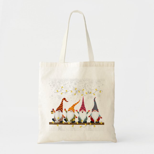 Lefse making rolling team gnome xmas merry christm tote bag (Front)