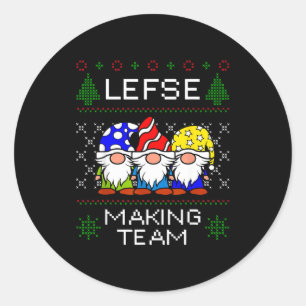 Lefse Making Team Ugly Christmas Sweater Classic Round Sticker