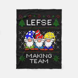 Lefse Making Team Ugly Christmas Sweater Fleece Blanket