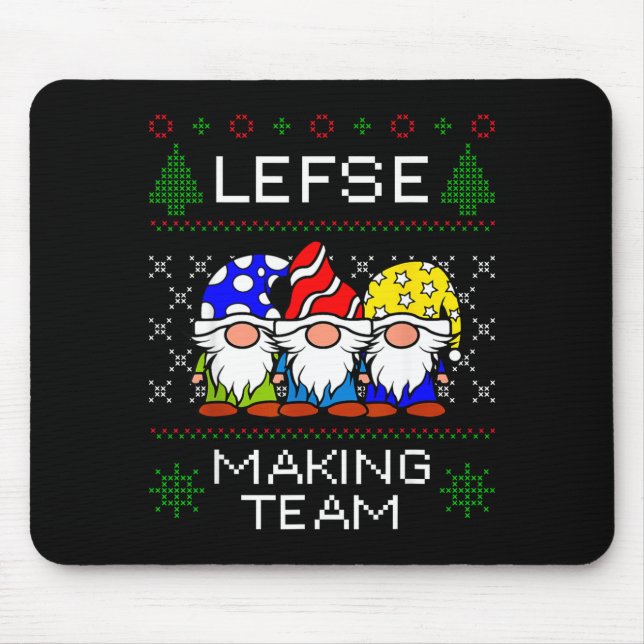 Lefse Making Team Ugly Christmas Sweater  Mouse Mat (Front)