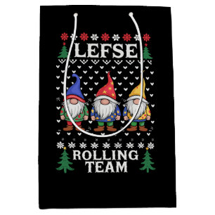Lefse Rolling Team Christmas Baking Gnome Xmas  Medium Gift Bag