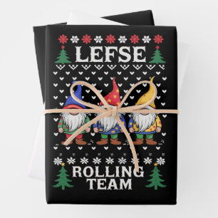 Lefse Rolling Team Christmas Baking Gnome Xmas  Wrapping Paper Sheet