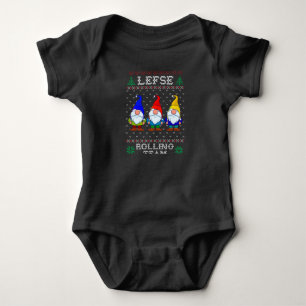 Lefse Rolling Team, Christmas Baking Tomte Gnome Baby Bodysuit