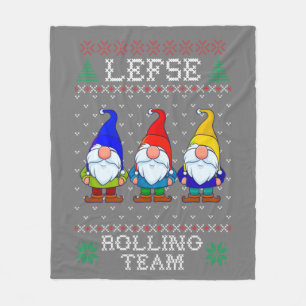Lefse Rolling Team, Christmas Baking Tomte Gnome Fleece Blanket