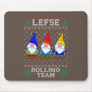 Lefse Rolling Team, Christmas Baking Tomte Gnome Mouse Mat