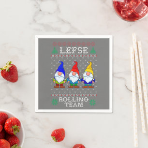 Lefse Rolling Team, Christmas Baking Tomte Gnome Napkin