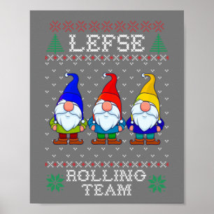 Lefse Rolling Team, Christmas Baking Tomte Gnome Poster
