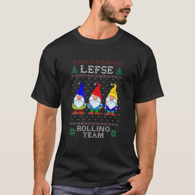 Lefse Rolling Team, Christmas Baking Tomte Gnome X T-Shirt (Front)