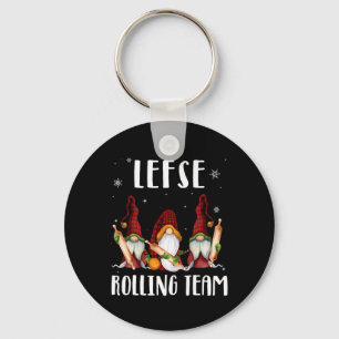Lefse Rolling Team Gnomes Christmas Xmas Plaid Kid Key Ring
