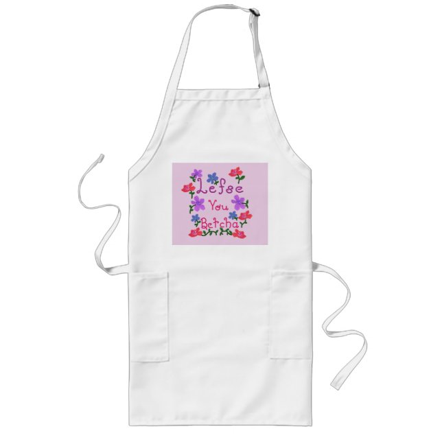 Lefse You Betcha Pink Red Blue Flowers Apron (Front)