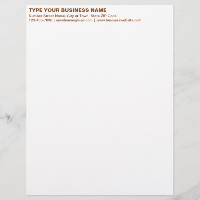 Left Aligned Brown Plain Texts Heading of Custom Letterhead (Front)